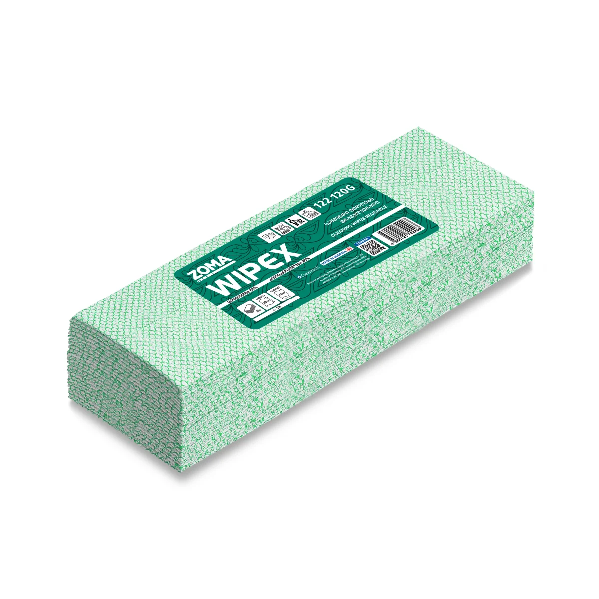 WIPEXPERT 120 Super Strong 4C Extended Use Wipes  122 120G- 33x42cm- 25pcs/bag  -მწვანე